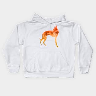 Orange & Yellow Waves Whippet Kids Hoodie